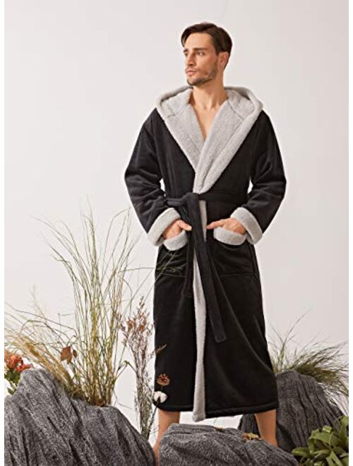 DAVID ARCHY Men's Soft Fleece Plush Robe Full Length Long Bathrobe