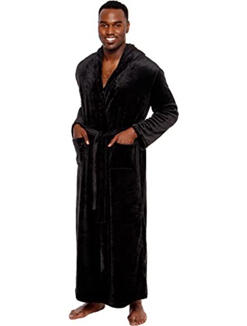 Ross Michaels Mens Robe Big & Tall with Hood - Long Plush Shawl Collar Fleece Bathrobe
