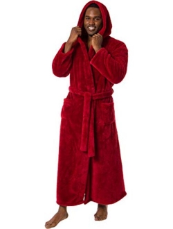 Mens Robe Big & Tall with Hood - Long Plush 400GSM Luxury Fleece Bathrobe