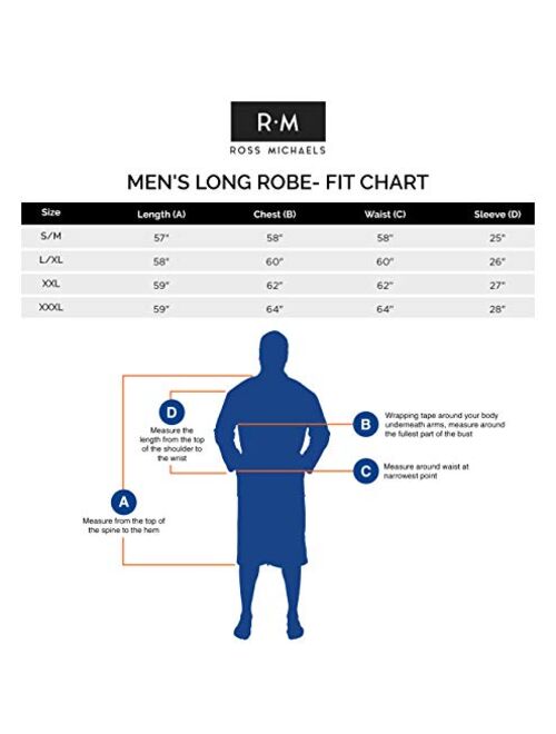Ross Michaels Mens Robe Big & Tall with Hood - Long Plush 400GSM Luxury Fleece Bathrobe