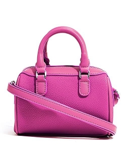 Solid Casual Mini Barrel Crossbody Zipper Handbag