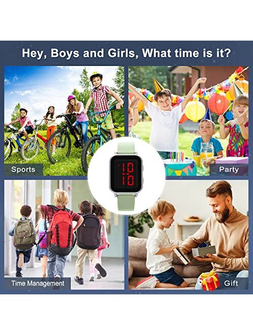 WUTAN Kids Watch Girls Boys Ages 5-7 6-12 11-15, Leather Strap Wrist Watches for Girls Waterproof Cute Wristwatches for Kid Boy Girl Reloj para Niños Niñas