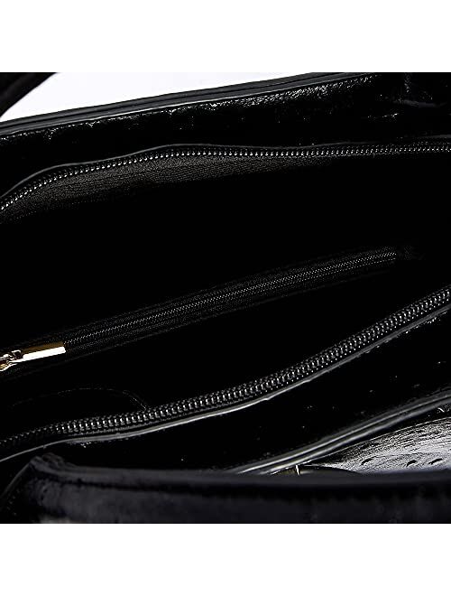 LIKE DREAMS Women's Classic Textured Vegan Leather Double Bow Top Handle Fashion Satchel Handbag
