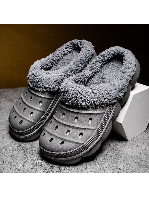 Winter Men Women Slippers Warm Furry Slippers Unisex Concise Indoor Home Cotton Shoes Men Casual Fluff Slides Plush Fur Clogs 45