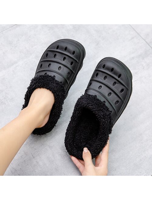 Winter Men Women Slippers Warm Furry Slippers Unisex Concise Indoor Home Cotton Shoes Men Casual Fluff Slides Plush Fur Clogs 45