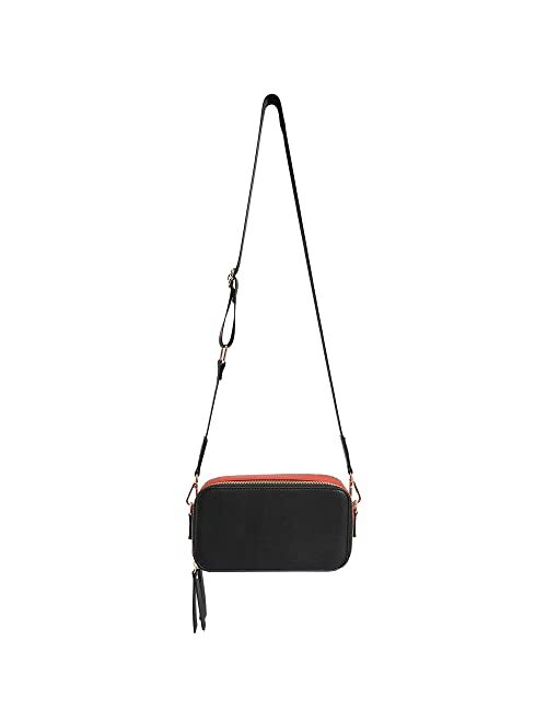 LIKE DREAMS Women's Love Strap Multi Compartment Boxy Vegan Leather Fashion Crossbody Handbag