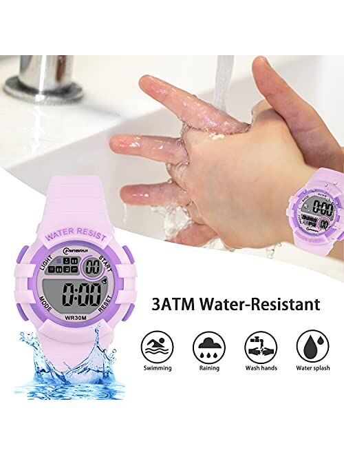 Ckv Kids Digital Watch Waterproof for Girls Boys with Alarm Stopwatch Night Light Calendar Wrist Watch Outdoor Sports Multifunction Wristwatch