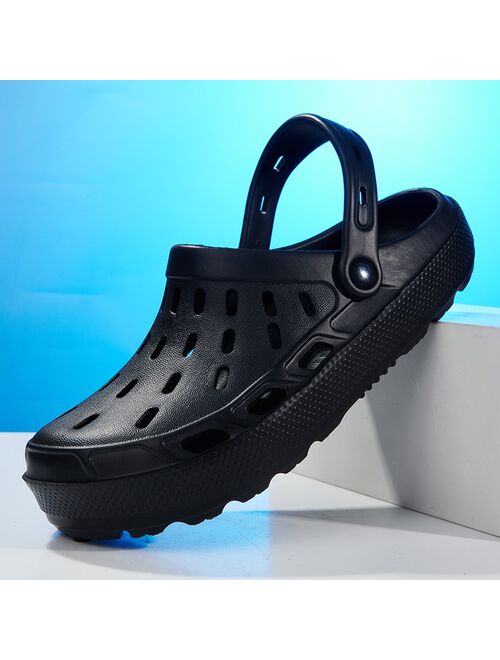 Crocs Summer Men Sandals Platform Clogs Beach Slippers Men Shoes Aqua Breathable Hollow Out Garden Slippers black Water Shoes