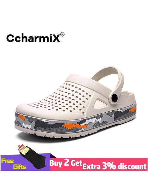 CcharmiX Mens Clogs Camo New Mens Sandals Summer Beach Slippers Men Outdoor Casual Men Sandals Water Shoes Male Big Size