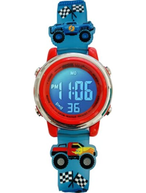 Preschool Collection Kids 3D Digital First Watch - Waterproof, 7 Colors Light with Alarm & Stopwatch - for Girls, Toddler & Children from 3 to 10 Years Old - School Watch