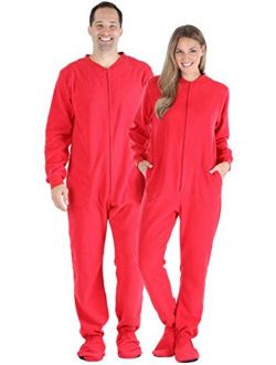 SleepytimePjs Adult Fleece Solid Color and Buffalo Plaid Footed Onesie Pajama