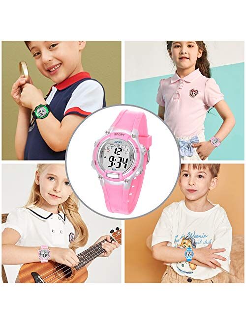 Edillas Kids Digital Watches for Girls Boys,7 Colors LED Flashing Waterproof Wrist Watches for Boys Girls Child Sport Outdoor Multifunctional Wrist Watches with Stopwatch