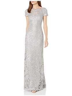 Women's Short Sleeve Sequin Lace Gown