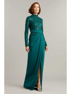 sequin-embellished long-sleeve dress