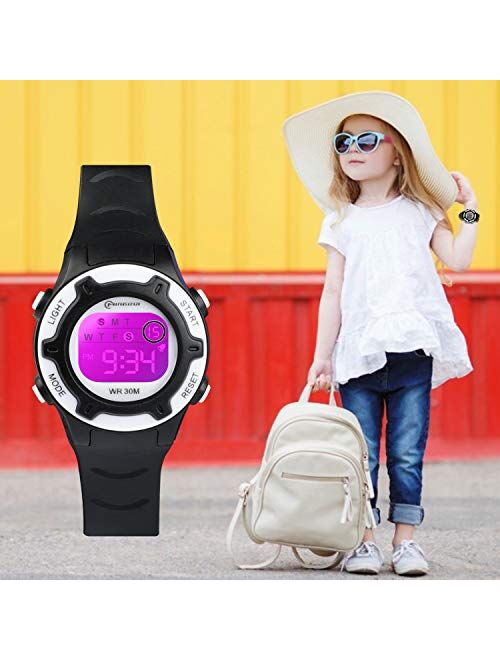Edillas Kids Watches Digital for Girls Boys,7 Colors Led Flashing Wristwatch for Child Waterproof Sport Outdoor Multifunctional Wrist Watches with Stopwatch/Alarm for Age