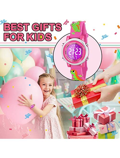 Viposoon 3D Cartoon Waterproof Watches for Girls with Alarm - Best Toys Gifts for Boys Girls Age 3-10