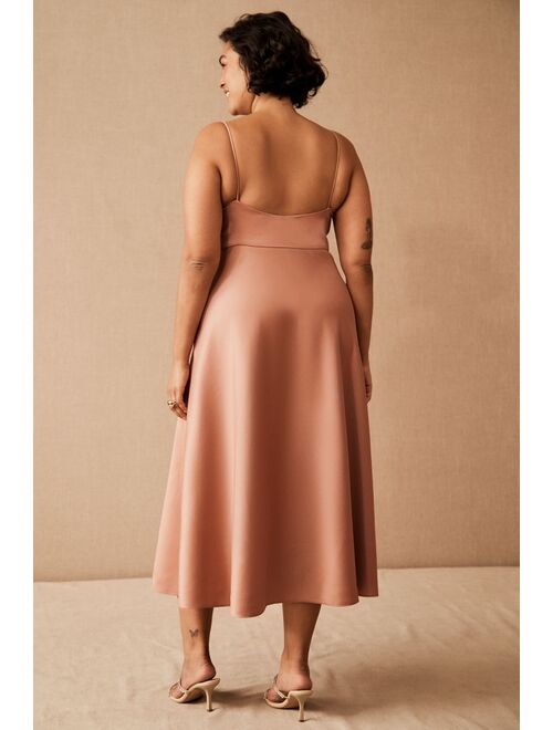 BHLDN Leti Midi Dress With Slim Silhouette And Spaghetti Straps Perfect For Cocktail Party