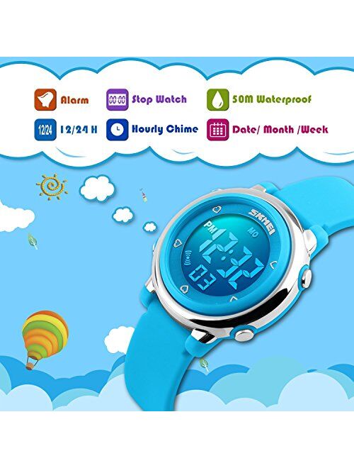 Bo Yi Kids Outdoor Sports Children's Waterproof Wrist Dress Watch with LED Digital Alarm Stopwatch Lightweight Silicone for Boy Girl