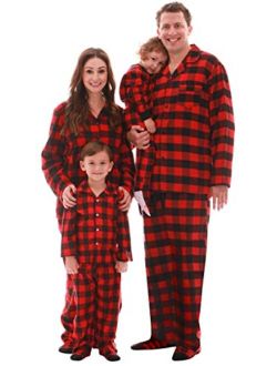 #followme Family Pajamas Buffalo Plaid Button-Front Microfleece Pajamas Set with Matching Socks