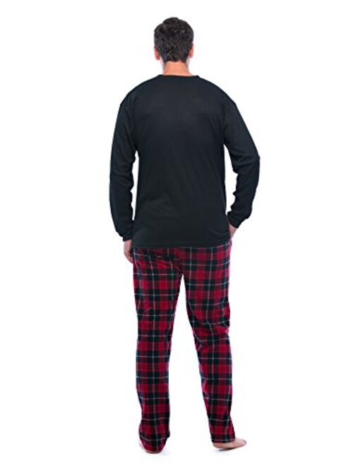 #followme Pajama Set for Men with Thermal Henley Top and Polar Fleece Pants