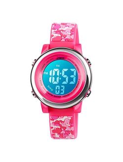 Cofuo Kids Digital Sport Waterproof Watch for Girls Boys, Kid Sports Outdoor LED Electrical Watches with Luminous Alarm Stopwatch Child Wristwatch 3-12 Years