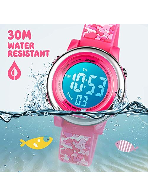 Cofuo Kids Digital Sport Waterproof Watch for Girls Boys, Kid Sports Outdoor LED Electrical Watches with Luminous Alarm Stopwatch Child Wristwatch 3-12 Years