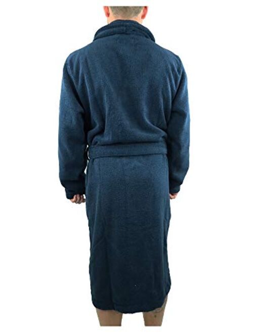 Tommy Hilfiger Plush Cotton Shawl-Style Men's Bathrobe, Navy