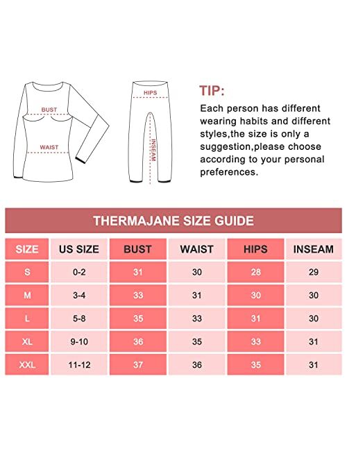 Muezna Thermal Underwear for Women Long Johns Ski Base Layer Thermal Top and Bottom Set with Fleece Lined for Cold Weather
