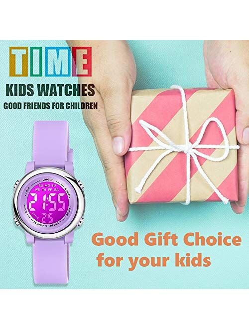 Venhoo Kids Watch 7 Color Digital Lights Outdoor Sport Toddler Wrist Watch with Luminous Alarm Stopwatch for Little Girls Boys Child