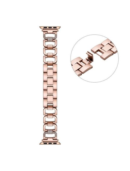 Tiara Rose Gold Plated Stainless Steel Alloy and Rhinestone Band for Apple Watch, 38mm-40mm