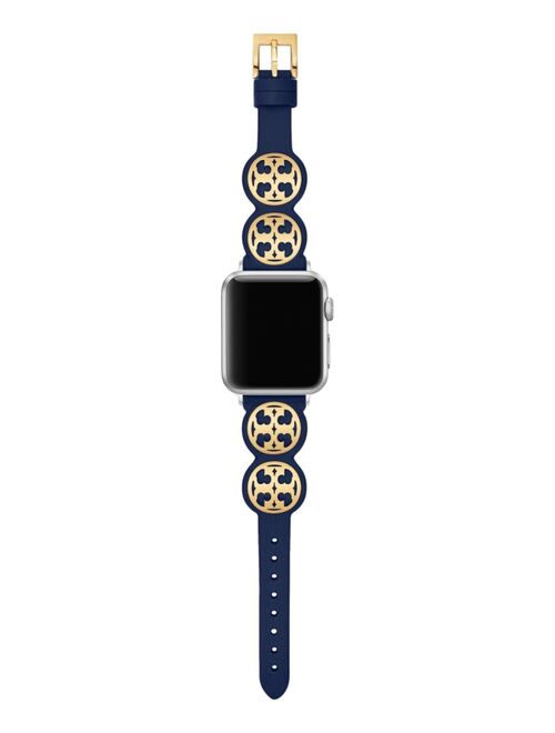 Tory Burch Women's Logo Studded Blue Leather Strap For Apple Watch® 38mm/40mm