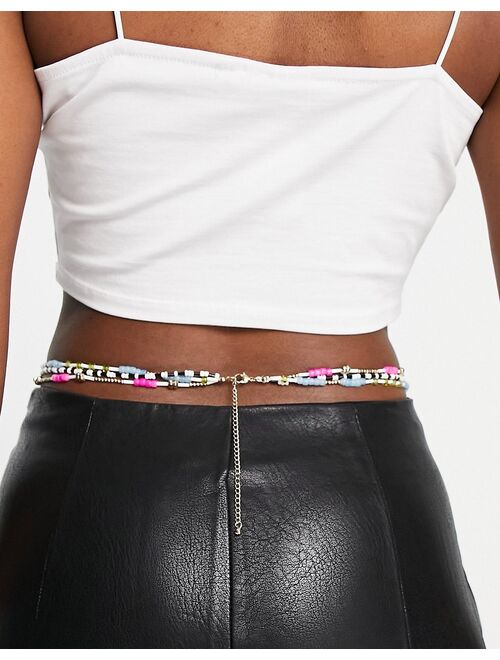 Asos Design multirow waist beads in multicolor with charm