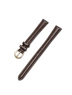 Women's Padded Double Stitched Calfskin Leather 13mm XL Long Dark Brown Replacement Watchband