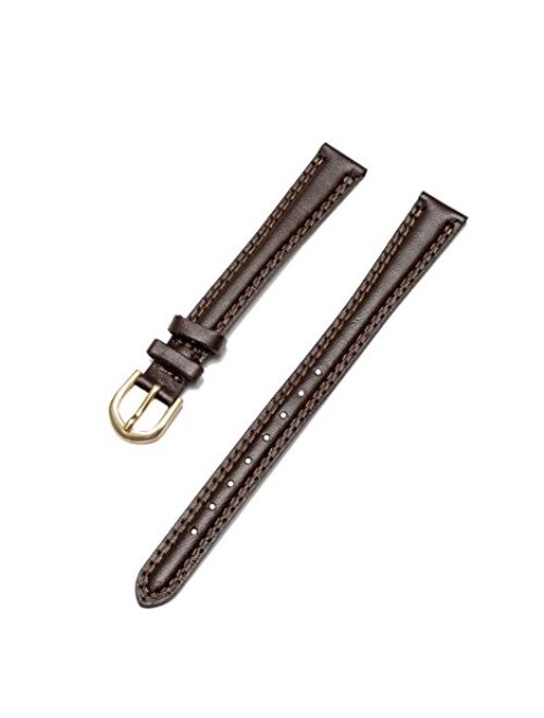 Timex Women's Padded Double Stitched Calfskin Leather 13mm XL Long Dark Brown Replacement Watchband