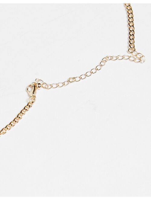 Asos Design belly chain with gothic font angel in gold tone
