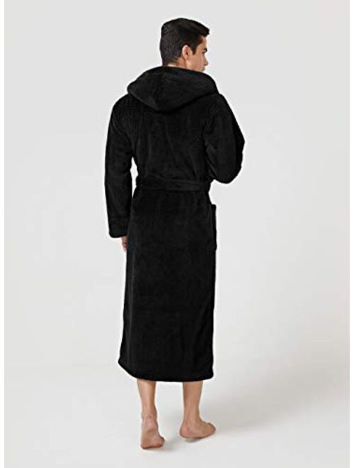 DAVID ARCHY Men's Coral Fleece Plush Robe Shawl Collar Heavyweight Full Length Long Big and Tall Warm Bathrobe