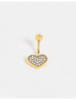 belly bar with crystal heart