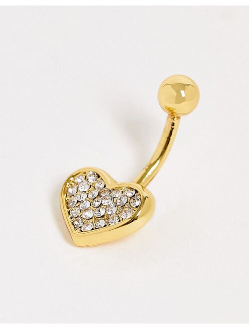 Asos Design belly bar with crystal heart