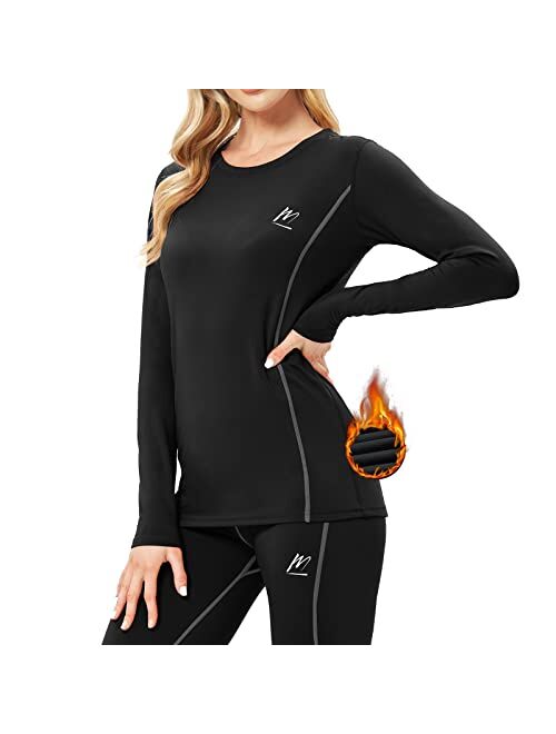 MeetHoo womens Thermal Underwear for Women, Winter Warm Base Layer Compression Set Fleece Lined Long Johns