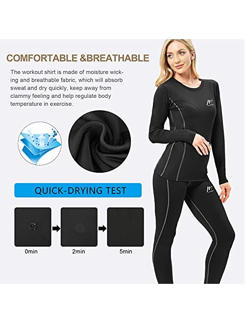 MeetHoo womens Thermal Underwear for Women, Winter Warm Base Layer Compression Set Fleece Lined Long Johns