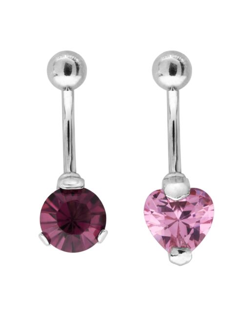 Rhona Sutton Bodifine Stainless Steel Set of 2 Cut Crystal Belly Bars