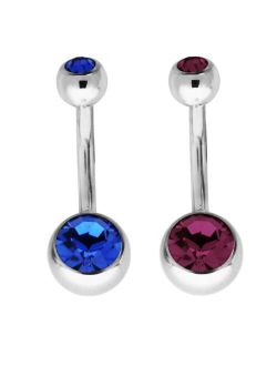 Rhona Sutton Bodifine Stainless Steel Set of 2 Crystal Belly Bars