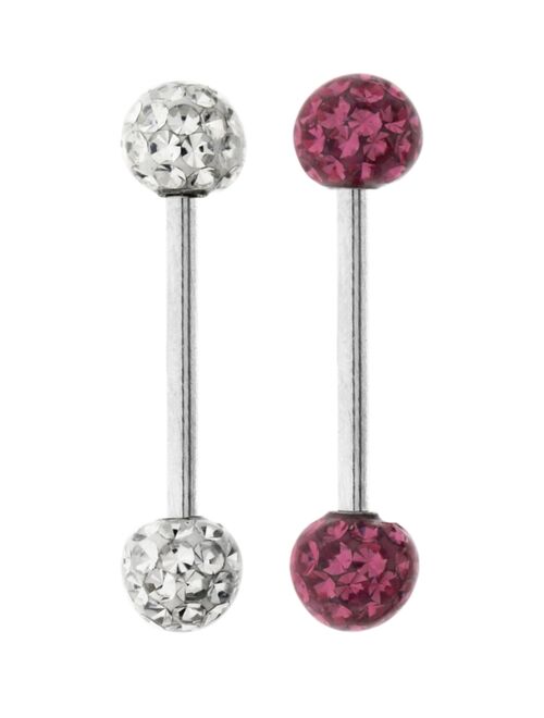 Rhona Sutton Bodifine Stainless Steel Set of 2 Crystal and Resin Tongue Bars