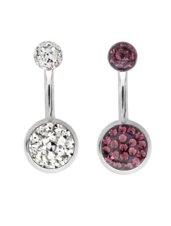 Rhona Sutton Bodifine Stainless Steel Set of 2 Crystal and Resin Belly Bars