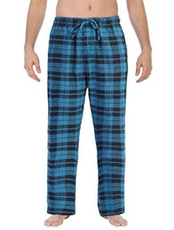 Mens Yarn Dye Brushed Flannel Pajama Pants, Elastic Waist