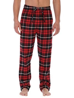 Mens Yarn Dye Brushed Flannel Pajama Pants, Elastic Waist