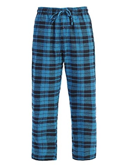 Gioberti Mens Yarn Dye Brushed Flannel Pajama Pants, Elastic Waist