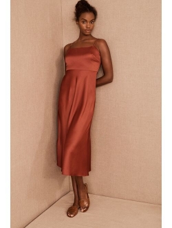 Leti Midi Dress With Slim Silhouette And Spaghetti Straps Perfect For Cocktail Party