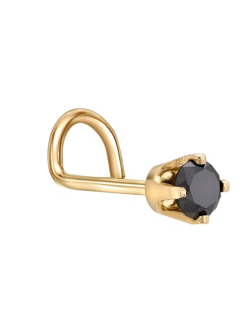 Lila Moon 14k Gold 2.7 mm Black Diamond Accent Curved Nose Stud