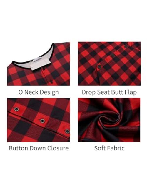 Ekouaer Womens One Piece Pajama with Drop Seat Butt Flap Union Suit Pajamas Sleepwear Jumpsuit S-XXL